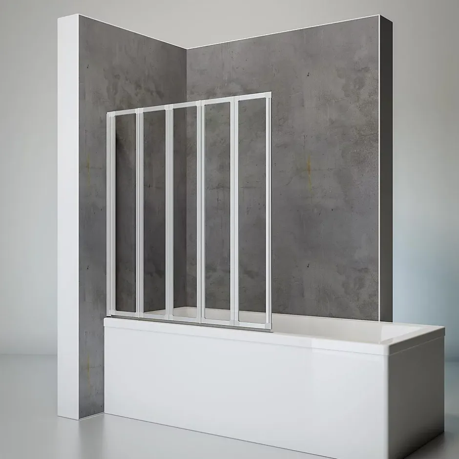 Schulte Pare-baignoire 5 volets 115 x 121 cm, verre transparent, profilé alu-argenté,