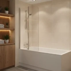 Allibert Pare-baignoire 2 volets pivotants design 80x140 cm aluminium chromé 5 mm - Kordo