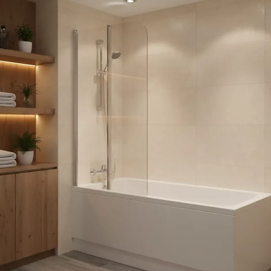 Allibert Pare-baignoire 2 volets pivotants design 80x140 cm aluminium chromé 5 mm - Kordo