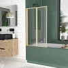 Galedo Pare-baignoire 2 volets pivotants 120 x 70 cm, profilés alu doré brossé, Duo