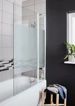 GoodHome Pare-baignoire 2 volets verre effet dépoli anticalcaire Calera H. 140 x l. 104 cm* Pare-Baignoire