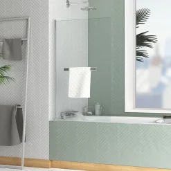 Galedo Pare-baignoire 120 x 70 cm chromé avec porte serviettes Essentiel* Pare-Baignoire