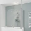 Schulte Pare-baignoire avec retour fixe - 70x115x140cm - rabattable - 2 volets pivotants - verre 5 mm - alu-argenté* Pare-Baignoire