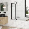 Galedo Pare-baignoire avec volet pivotant 70 x 120 cm noir mat* Pare-Baignoire