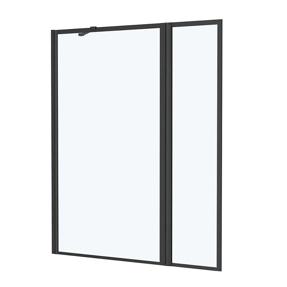 Galedo Pare-baignoire avec volet pivotant 70+30 x 130 cm noir mat Dark Edge