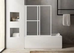 Atelier du bain Pare-baignoire blanc 2 volets pliants relevables L. 106 x H. 140 cm Baya* Pare-Baignoire