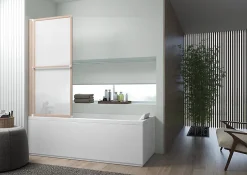 Atelier du bain Pare-baignoire effet bois 1 volet relevable* Pare-Baignoire