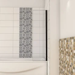 AICA Sanitaire Pare-baignoire fixé 40x130cm,paroi fixée,5mm verre anticalcaire,noir mat style industriel et simplicité