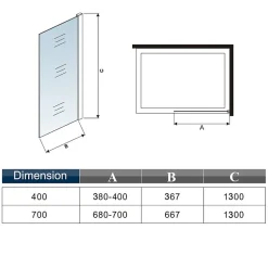 AICA Sanitaire Pare-baignoire fixé 40x130cm,paroi fixée,5mm verre anticalcaire,noir mat style industriel et simplicité