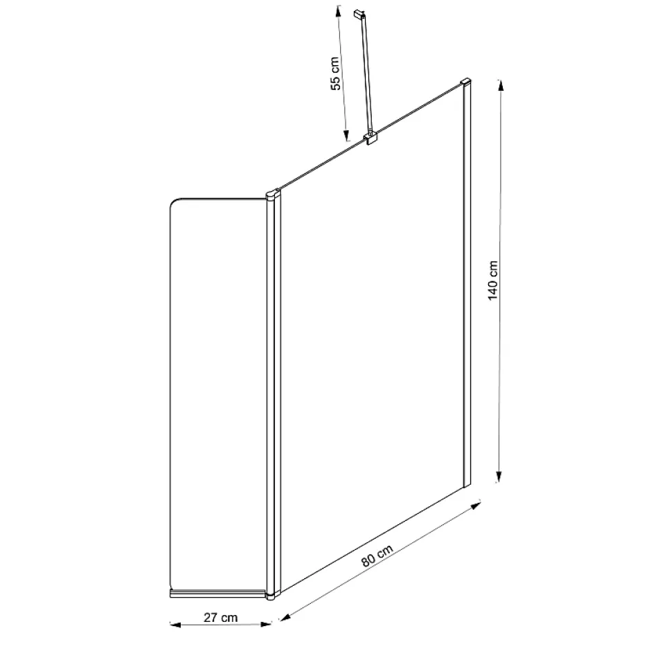 Allibert Pare-baignoire fixe avec volet pivotant design 107 x 140 cm aluminium chromé verre 5 mm - Oblik