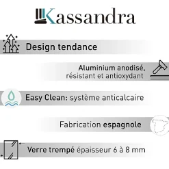 Kassandra Pare-baignoire fixe et pivotant RITA 120 x 150 cm