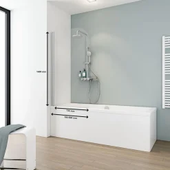 Schulte Pare-baignoire pivotant 1 volet, 80 x 140 cm, verre transparent anticalcaire 5 mm, profilé chrome, Capri