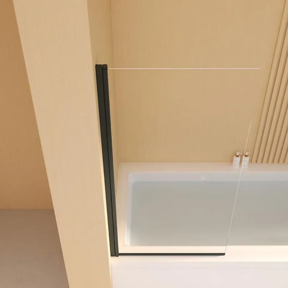 Essebagno Pare-Baignoire pivotant verre transparent anticalcaire et aluminium 80 x 140 noir* Pare-Baignoire