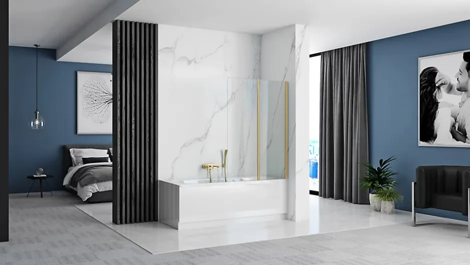 Rea Pare-Baignoire Pliant Agat-2 80 Brushed Gold