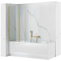 Rea Pare-Baignoire Pliant Agat-2 100 Brushed Gold* Tablier Et Habillage De Baignoire