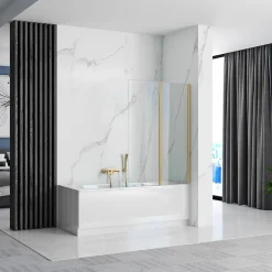 Rea Pare-Baignoire Pliant Agat-2 100 Brushed Gold* Tablier Et Habillage De Baignoire
