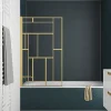 Galedo Pare-baignoire rabattable 140 x 80 cm, profilés alu doré, motifs dorés, Art Deco* Pare-Baignoire