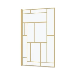 Galedo Pare-baignoire rabattable 140 x 80 cm, profilés alu doré, motifs dorés, Art Deco* Pare-Baignoire