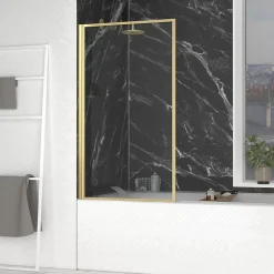 Galedo Pare-baignoire rabattable 140 x 80 cm, profilés alu doré brossé, Golden Edge* Pare-Baignoire