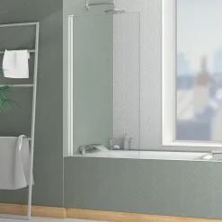 Galedo Pare-baignoire rabattable 130 x 70 cm, profilés alu blanc mat, Essentiel* Pare-Baignoire