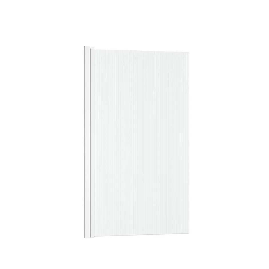 Galedo Pare-baignoire rabattable 140 x 80 cm, profilés alu blanc, verre ondulé, Wave