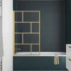 Galedo Pare-baignoire rabattable 125 x 75 cm, profilés alu doré, Bricks* Pare-Baignoire