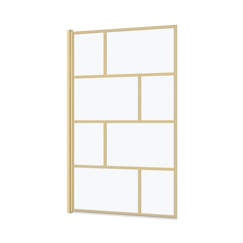 Galedo Pare-baignoire rabattable 125 x 75 cm, profilés alu doré, Bricks* Pare-Baignoire
