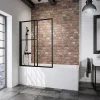 Schulte Pare-baignoire rabattable et coulissant 2 volets, 70 -118 x 140 cm, style industriel, verre transparent 3 mm, profilé noir,* Pare-Baignoire