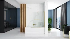 Rea Pare-Baignoire Fabian Brushed Gold 100* Tablier Et Habillage De Baignoire