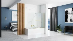 Rea Pare-Baignoire Fabian Brushed Gold 100* Tablier Et Habillage De Baignoire