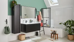 Atelier du bain Pare-baignoire relevable et coulissant noir mat 2 volets* Pare-Baignoire