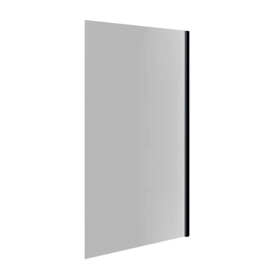 Essebagno Pare-baignoire 80x140 cm verre anticalcaire 6mm fixe en aluminium Noir mat