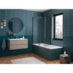 Kinedo Pare-bain Smart Design Orion pivotant pour montage avec Smart Design Hydra/Lyra 70 gris noir grainé transparent