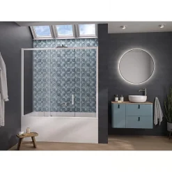 Kinedo Pare-bain Smart Design Pegasus coulissant pose entre 2 murs 180x148 blanc partie fixe à gauche* Pare-Baignoire