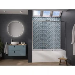 Kinedo Pare-bain Smart Design Pegasus coulissant pose entre 2 murs 160x148 chromé partie fixe à droite* Pare-Baignoire
