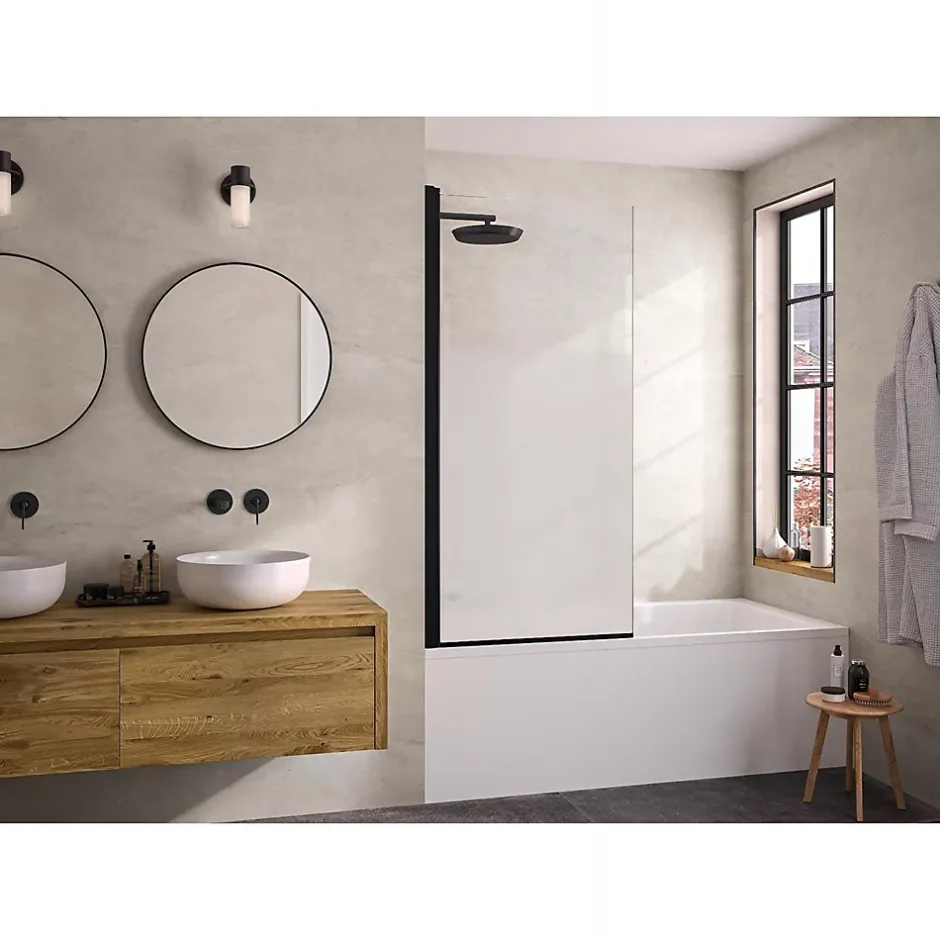 Kinedo Pare-bain pivotant Smart Design Lyra 80 gris noir grainé verre transparent