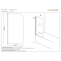 Sanindusa Pare-bain réversible 1 volet pivotant à 180 en verre trempé 6mm profilé alu Aquarela 80x140 verre cristal profilé blanc