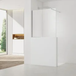 Swiss Aqua Technologies Pare-muret 100x90 cm Paroi en verre Crystal Glass 8 mm anticalcaire, avec bras et profilés chrome brillant (SATBWIS90PR)