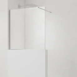 Swiss Aqua Technologies Pare-muret 100x90 cm Paroi en verre Crystal Glass 8 mm anticalcaire, avec bras et profilés chrome brillant (SATBWIS90PR)
