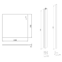 Swiss Aqua Technologies Pare-muret 110x100cm Paroi en verre Crystal Glass 8 mm anticalcaire, avec bras et profilés noir mat (SATBWIS110PRC)* Paroi De Douche
