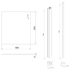 Swiss Aqua Technologies Pare-muret 100x90cm Paroi en verre Crystal Glass 8 mm anticalcaire, avec bras et profilés noir mat (SATBWIS90PRC)