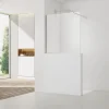 Swiss Aqua Technologies Pare-muret 100x100cm Paroi en verre Crystal Glass 8 mm anticalcaire, avec bras et profilés chrome brillant (SATBWIS100PR)* Paroi De Douche