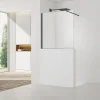 Swiss Aqua Technologies Pare-muret 120x100cm Paroi en verre Crystal Glass 8 mm anticalcaire, avec bras et profilés noir mat (SATBWIS120PRC)* Paroi De Douche