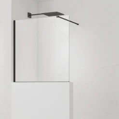 Swiss Aqua Technologies Pare-muret 120x100cm Paroi en verre Crystal Glass 8 mm anticalcaire, avec bras et profilés noir mat (SATBWIS120PRC)* Paroi De Douche