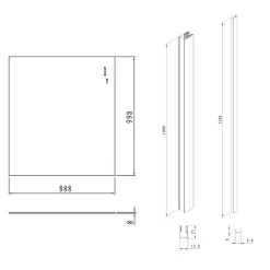 Swiss Aqua Technologies Pare-muret 100x90cm Paroi en verre Crystal Glass 8 mm anticalcaire, avec bras et profilés noir mat (SATBWIS90KSPRC)* Paroi De Douche