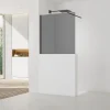 Swiss Aqua Technologies Pare-muret 120x100cm Paroi en verre Crystal Glass 8 mm anticalcaire, avec bras et profilés noir mat (SATBWIS120KSPRC)