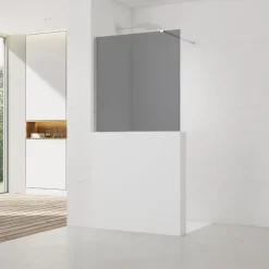 Swiss Aqua Technologies Pare-muret 100x90cm Paroi en verre Crystal Glass 8 mm anticalcaire, avec bras et profilés chrome brillant (SATBWIS90KSPR)* Paroi De Douche