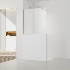 Swiss Aqua Technologies Pare-muret 120x100cm Paroi en verre Crystal Glass 8 mm anticalcaire, avec bras et profilés chrome brillant (SATBWIS120PR)* Paroi De Douche