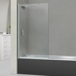 Superban Paroi de baignoire fixe + pivotant gauche en verre sécurité ép 6mm anti calcaire, L85 x H147 cm, chrome, Alsace Sport* Pare-Baignoire