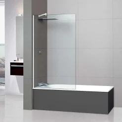 Superban Paroi de baignoire fixe en verre sécurité transparent ép 6mm anti calcaire, L100 x H147 cm, blanc mat, Mont Blanc CC